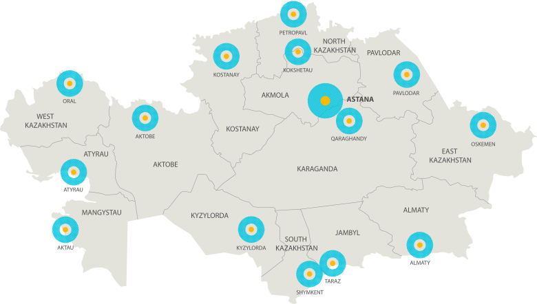 Карта Казахстана с регионами